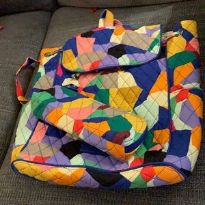 Multi Colored Vera Bradley Large Backpack and Pencil Case